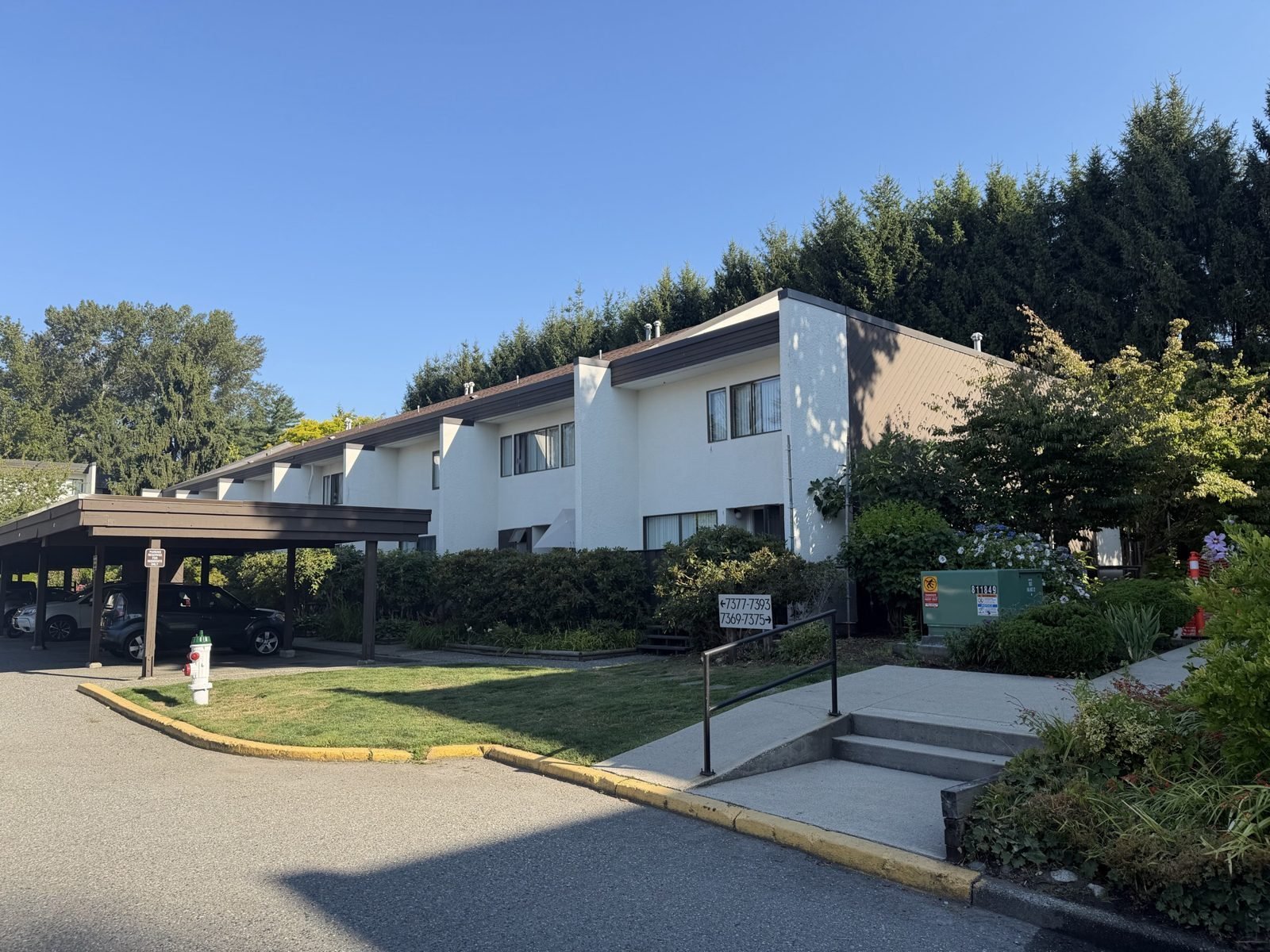 Villa Montecito stucco buildings and carports, Burnaby